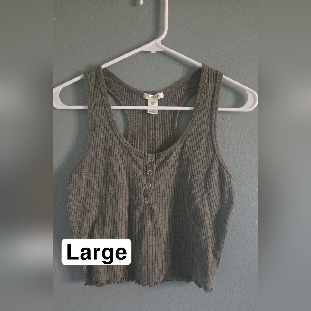 Bozzolo Ivory Ribbed Tank Crop Top Large